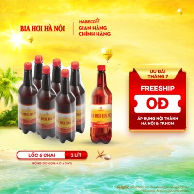 [GIAO KHU VỰC HÀ NỘI] LỐC 6 CHAI BIA HƠI HÀ NỘI – HABECO (1 lít/ chai)
