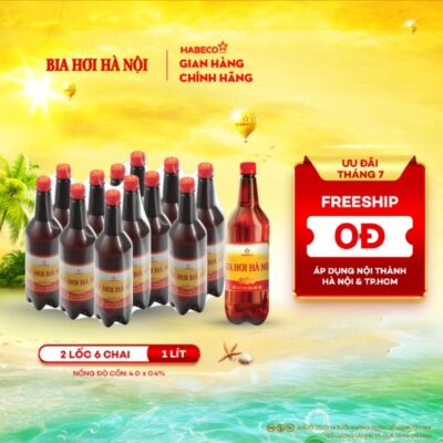 COMBO 2 LỐC 6 CHAI BIA HƠI HÀ NỘI – HABECO (1 lít/ chai)
