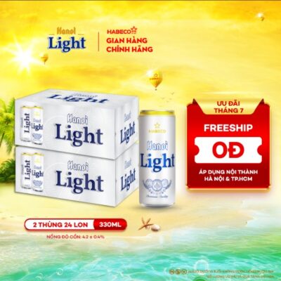 Combo 2 thùng Bia Hanoi Light – Thùng 24 lon 330ml