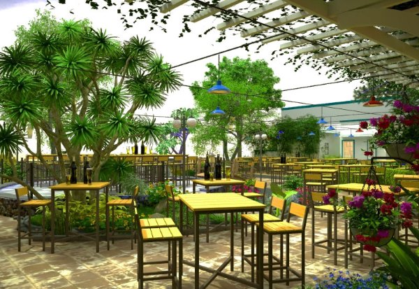 Quán sân vườn nhiều cây xanh mang không khí trong lành
